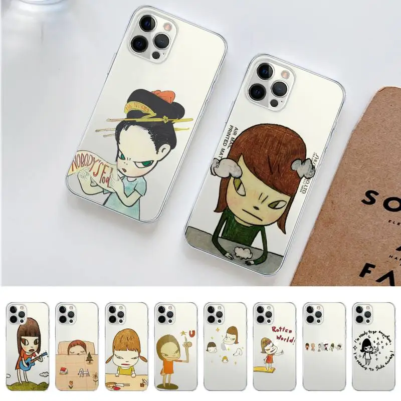 

Art Cartoon Aesthetic Yoshitomo Nara Phone Case For iPhone 14 13 12 11 Pro Max XS X XR SE 2020 6 7 8 Plus Mini Protective Cover