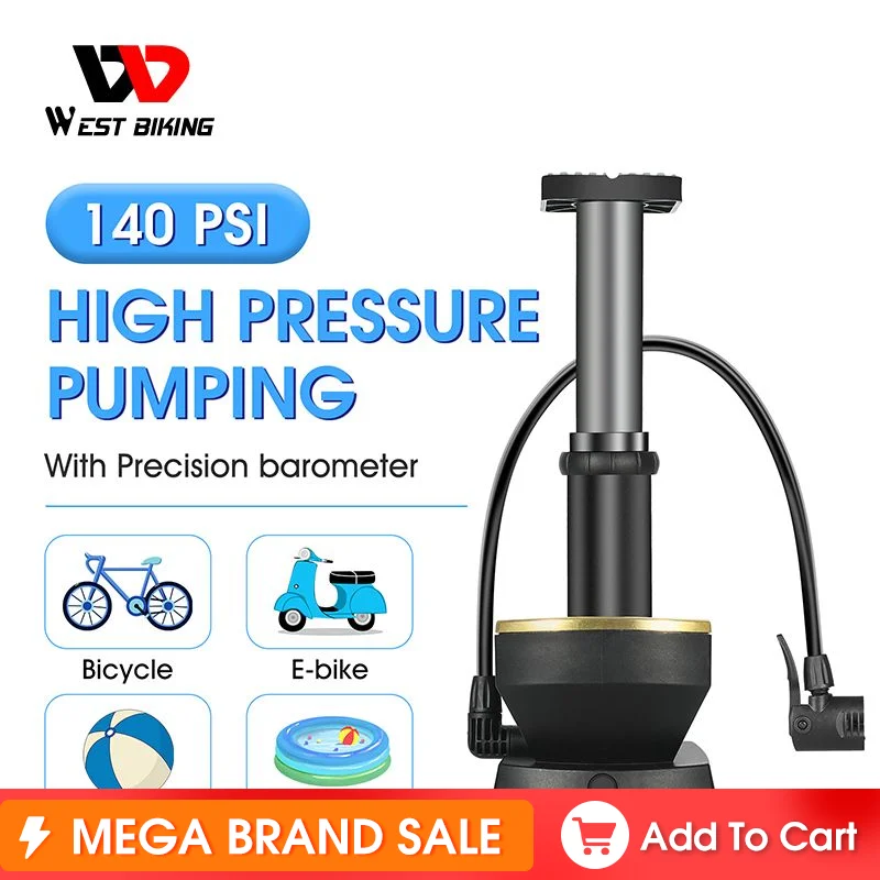 

WEST BIKING 140 Psi Foot Bicycle Pump Portable Floor Cycling Air Inflator With Gauge Schrader Presta Valve MTB Road Bike Pump