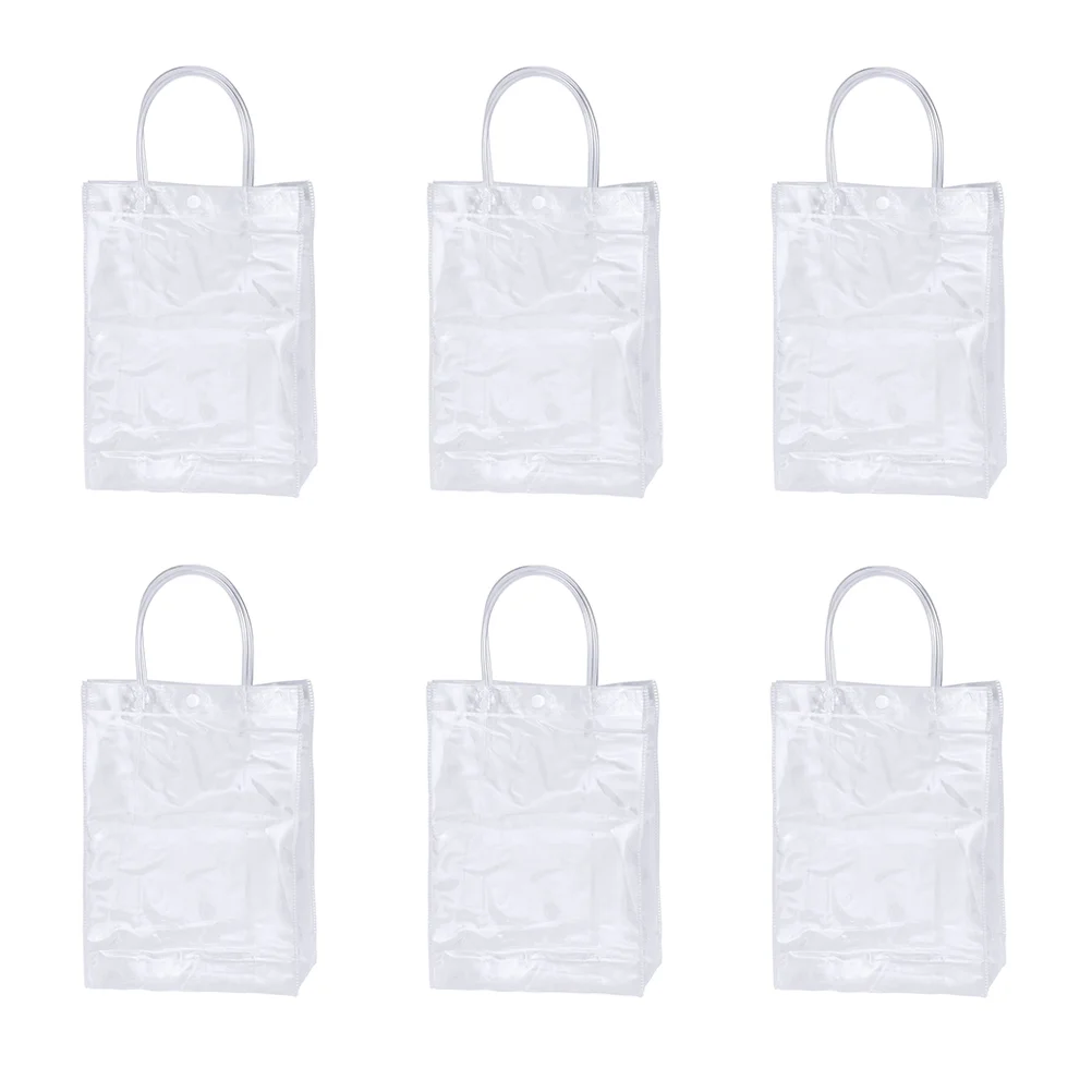 

Tote Bagsclear Gift Partyhandles Bottle Transparent Treat Lunch Present Flower Candy Portable Storagewhite Pvc Carrier Champagne
