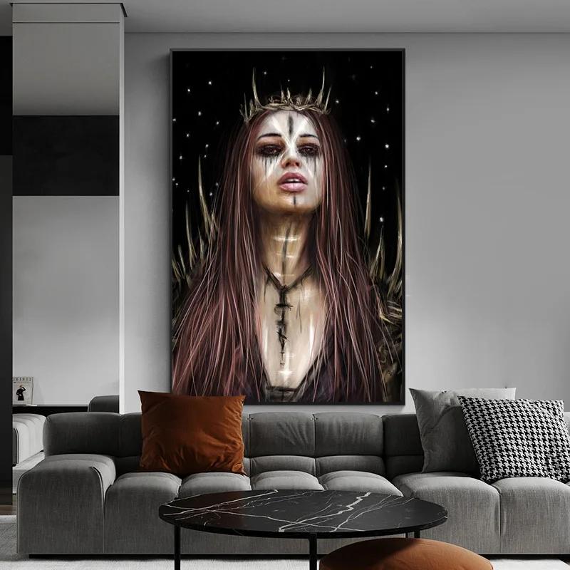 Постер готической девушки Портрет женщины дикой против темного грешника