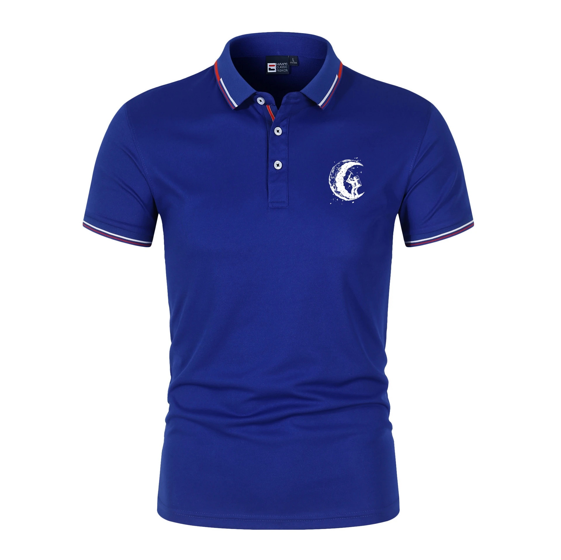 

Summer Polo Shirts Men's Cotton Blend Casual Lapel Free Shipping Print Short Sleeve Tops