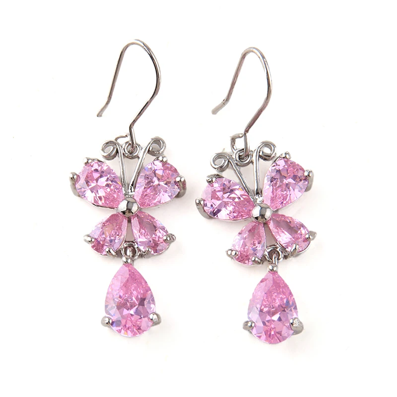 Free shipping Ladies Luxury Drop Earrings butterfly Cubic Zircon Earring Top Quality Nickel &amp Lead | Украшения и аксессуары