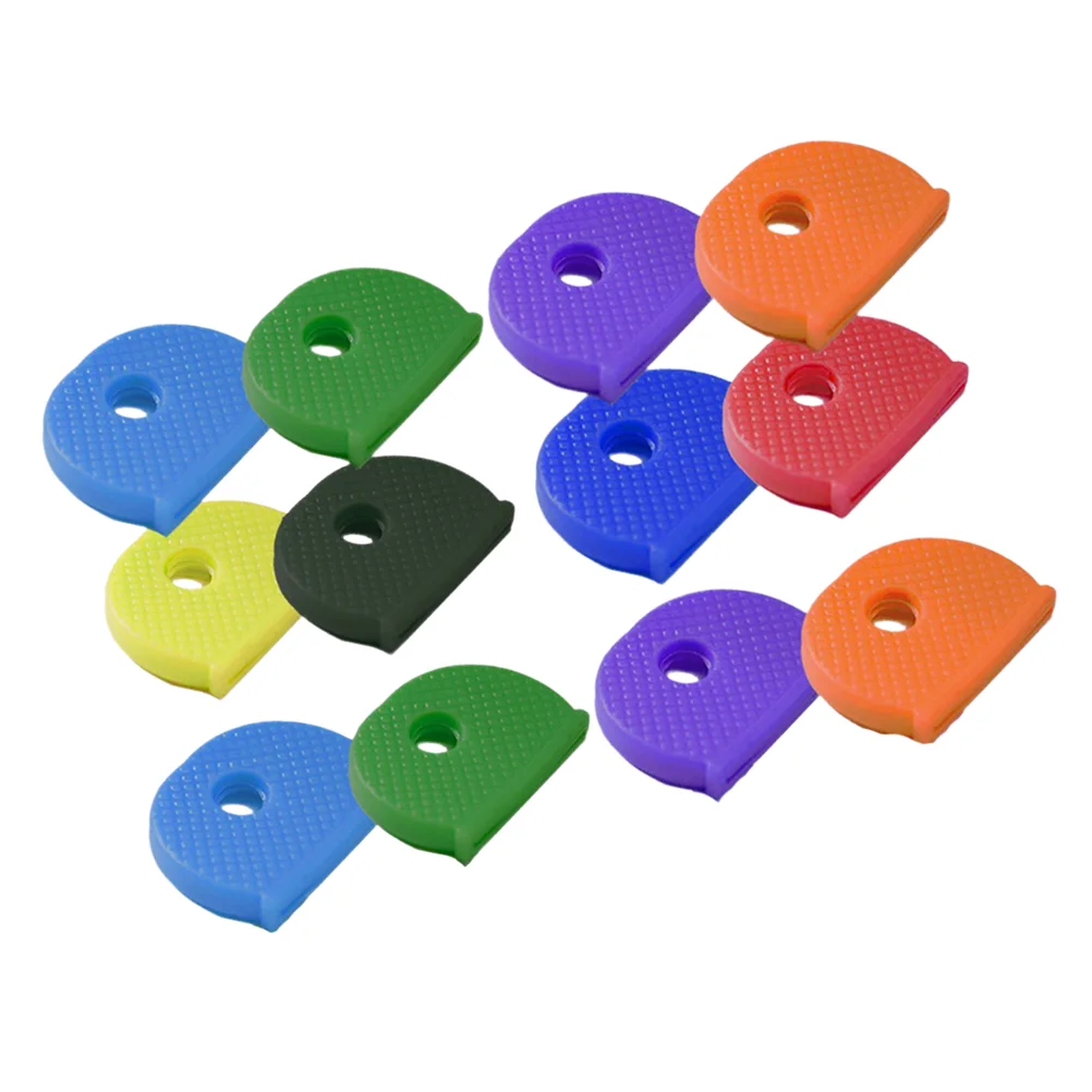 

12 Pcs Office Decor PVC Key Covers Car Decoration Colored Tabs Identify Cap Keychain Tag Caps Identifier Ring Door Keys