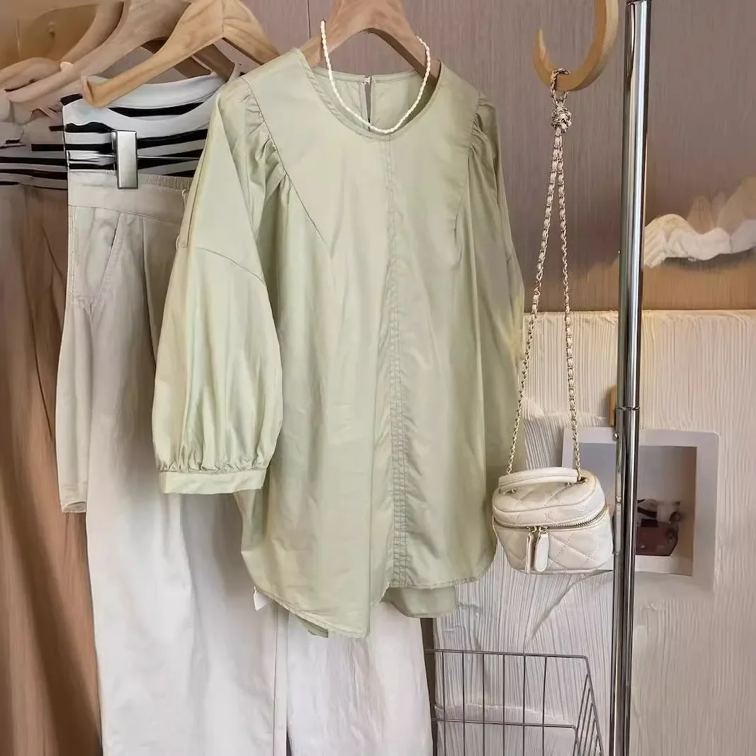 Простая рубашка со средним рукавом для поездок на работу женская корейская