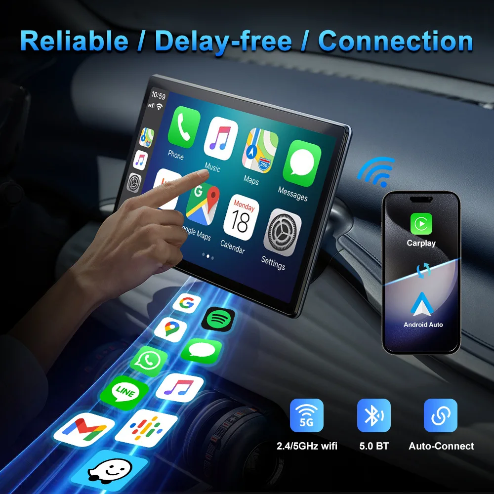 Фото 2026Новый проводной к беспроводному Carplay Box 2в1 Carplay & Android Auto MIni адаптер Plug & Plug для Mazda Audi Mazda Toyota VW MG kia №5