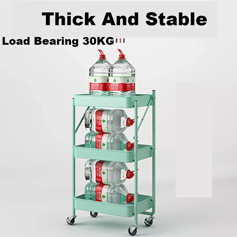 

Metal Multilayer Fold Trolleys Nordic Style with Wheels for Kitchen