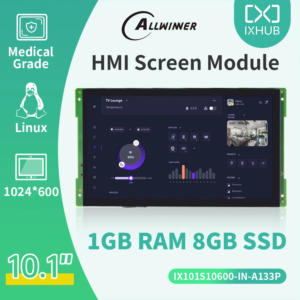 IXHUB 10 1 дюймов IPS 1024*600 широкий угол обзора RS232 /RS485 связи Android OS 8 интеллектуальный