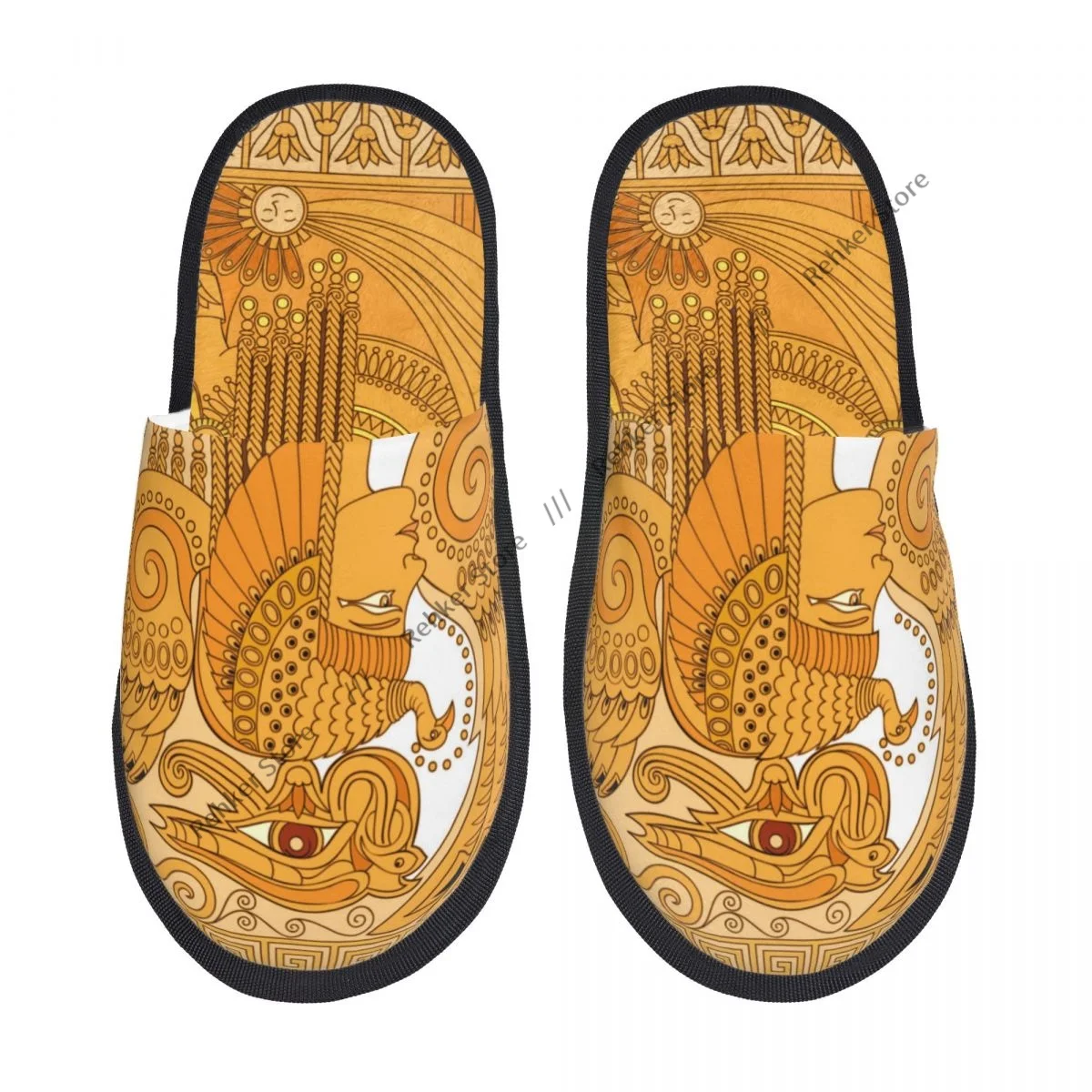 Домашние тапочки египетской королевы с сакральным котом плюшевые осенне-зимняя