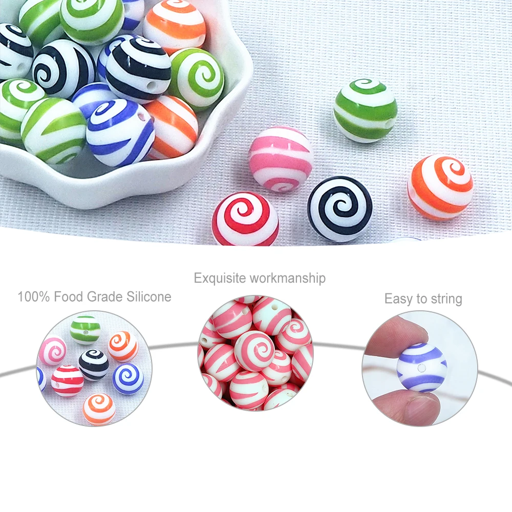 50 шт. круглые силиконовые бусины Chenkai 15 мм