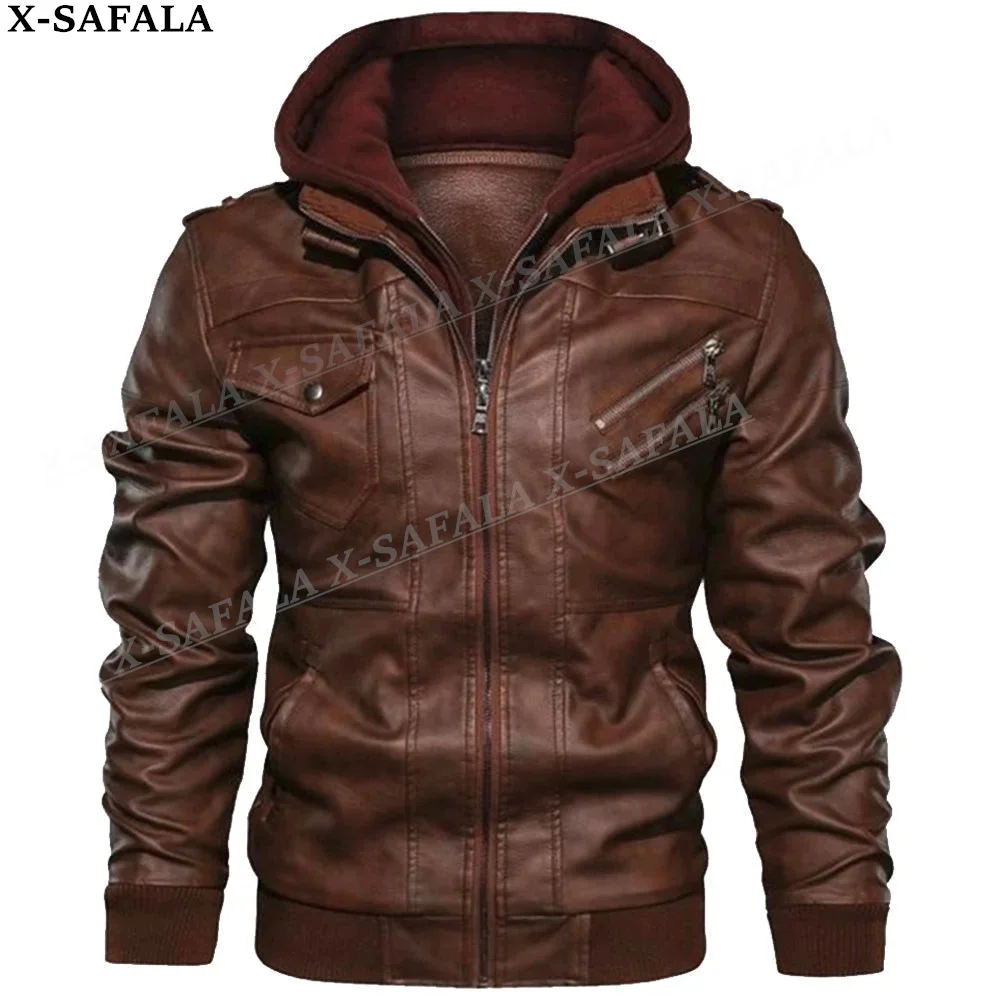 Мужская кожаная куртка с флисовой подкладкой из искусственной кожи