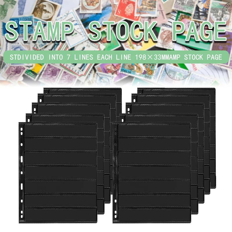 

10PCS Stamp Page Collection Stamps Grid Stamps Album Holders Sheets Clear PVC Loose-leaf Inners Refill Page not including Cover