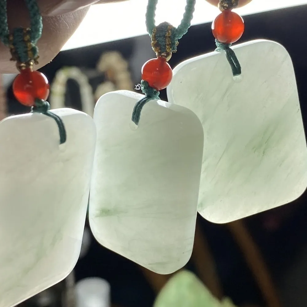 Ожерелье из натурального камня ручной работы кулон с зеленым нефритом для мужчин