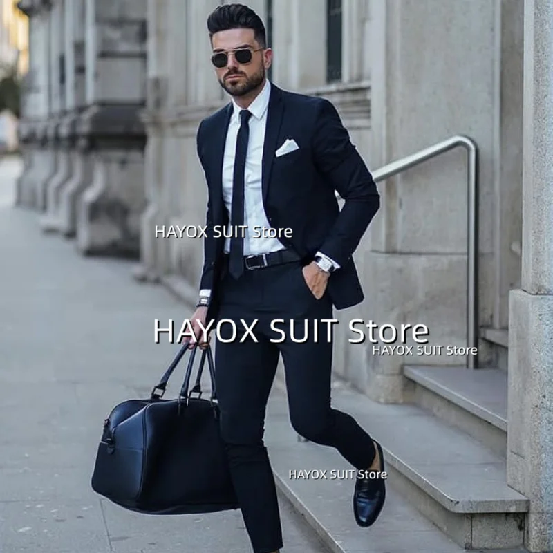 2-Piece Suit For Men Slim Fit Lapel Jacket Premium Light Luxury Wedding Groom Pants Blazer Set