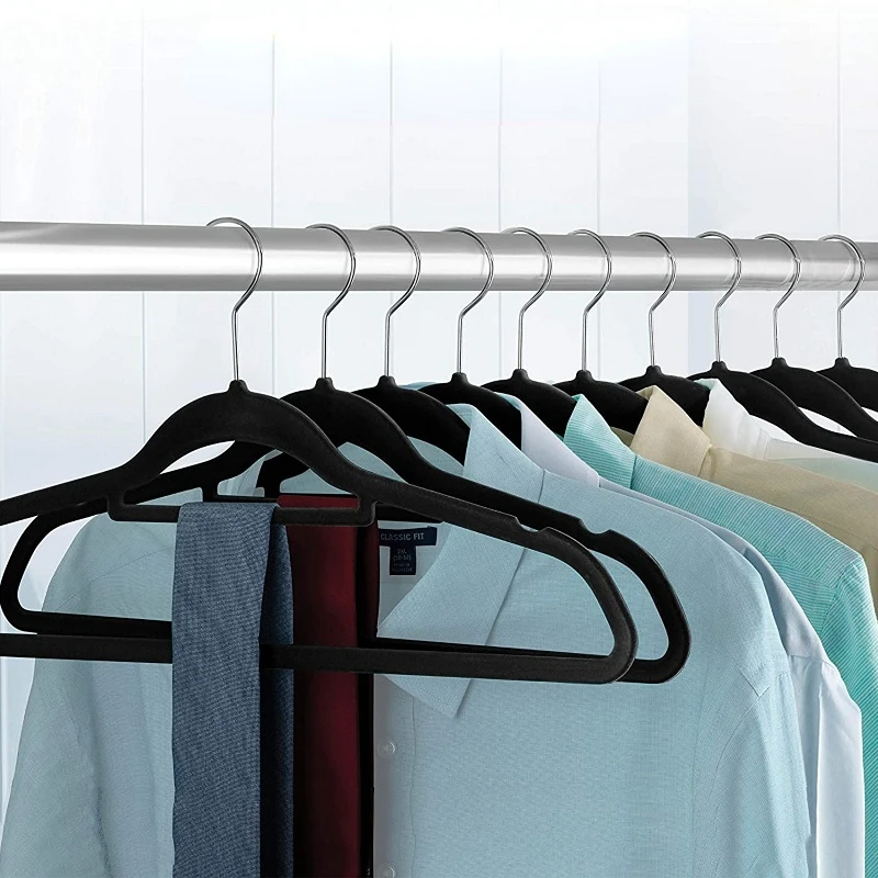 

ABS Flocking Non-slip Clothes Hanger Clothing Store Arranges Traceless Storage Household Clothes Hang Magic Clothes Hanger