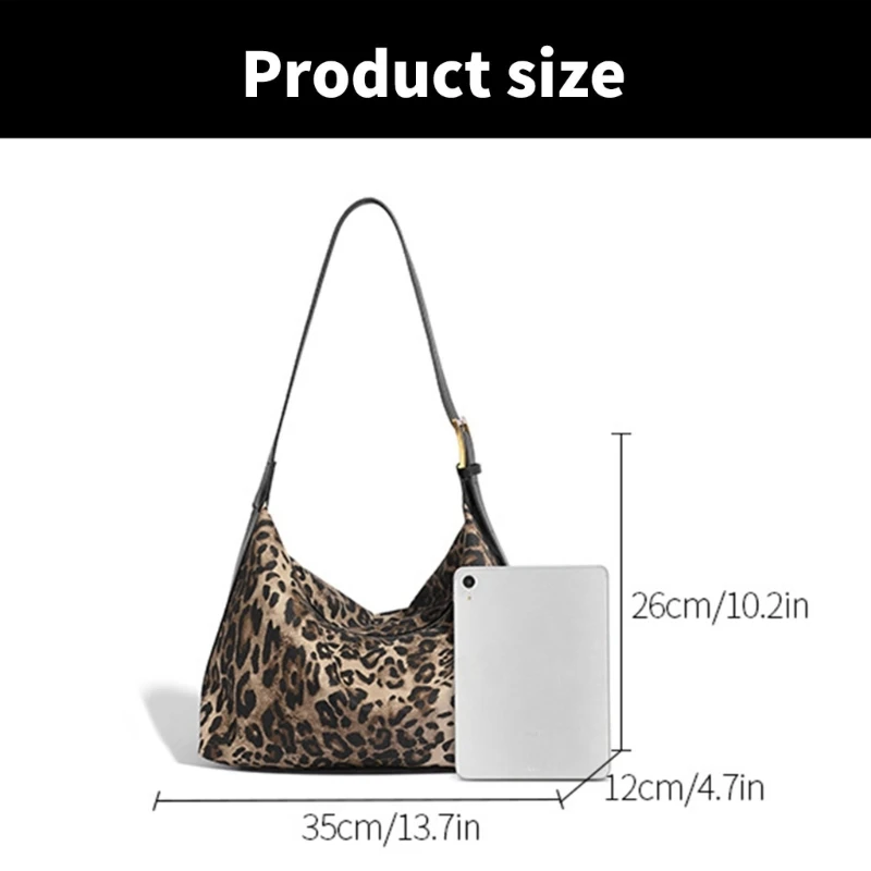 Элегантная женская сумка подмышки с леопардовым принтом повседневная напуском