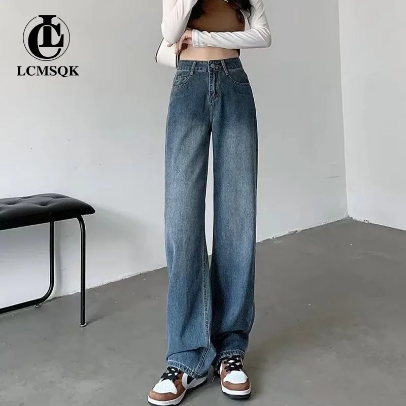 Female Clothing Blue Jeans Woman Straight Leg Jeans Women 2022 Streetwear Denim Korean Fashion Vintage Clothes Women's Pants Y2k