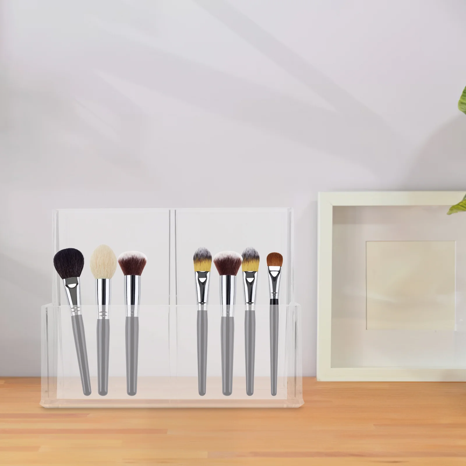 

2 Pcs Acrylic Makeup Brush Holder Home Office Desk Accessories Pen Desktop Organizer Brushes Cup