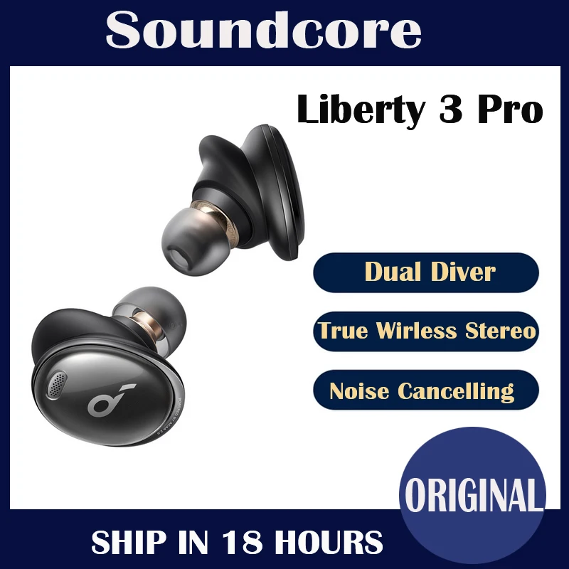 Anker-auriculares híbridos Liberty 3 Pro TWS, cascos con Bluetooth 5,2, cancelación activa del ruido, controlador Dual