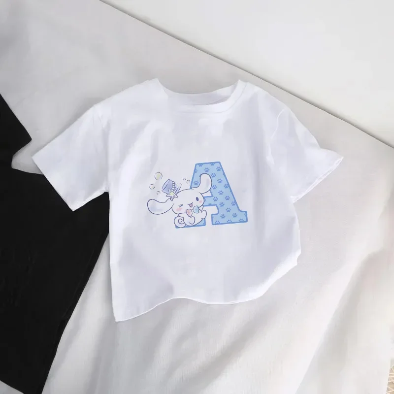Футболка Cinnamorolls детская футболка с надписью A B C D E Kawaii футболки принтом аниме
