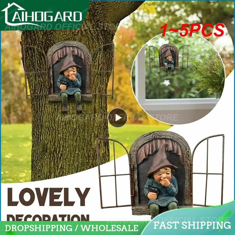 

1 ~ 5 шт. озорная садовая статуя Elf Out The Door Tree Hugger Home Yard Decor