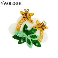 yaologe 2022 new cartoon two giraffe brooch pin for women unisex fashion cute animal party badge lapel brooches gift