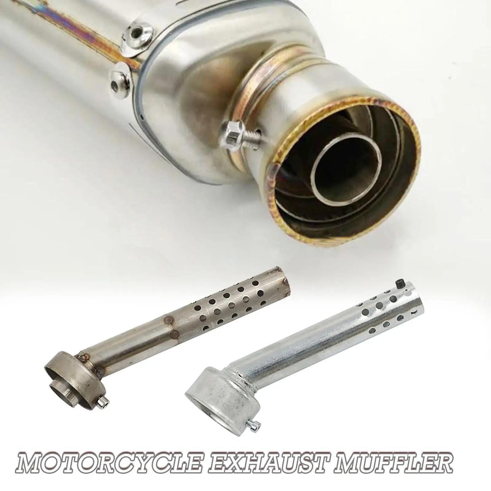 Universal 48mm Aluminum Motorcycle Angled Exhaust Insert Baf