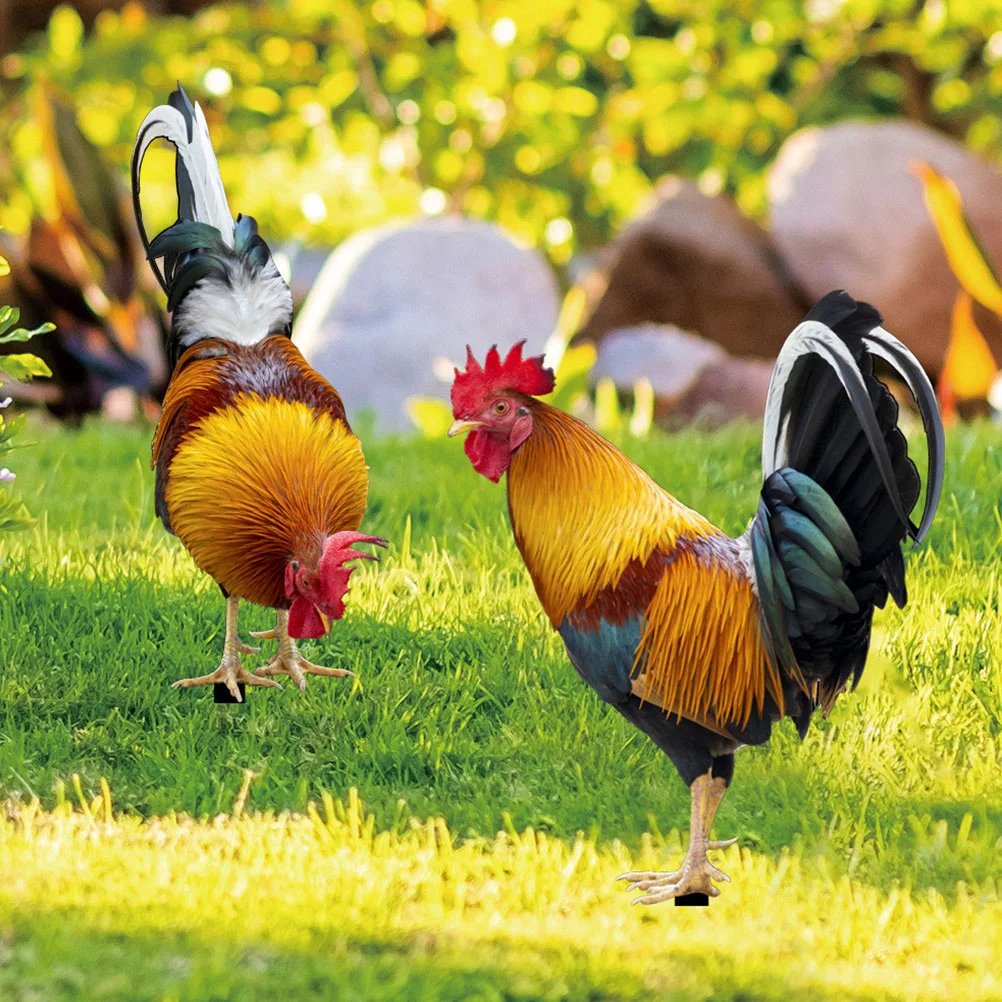 

2pcs Garden Rooster Stakes Garden Chick Decoration Acrylic Chick Signs Garden Decoration