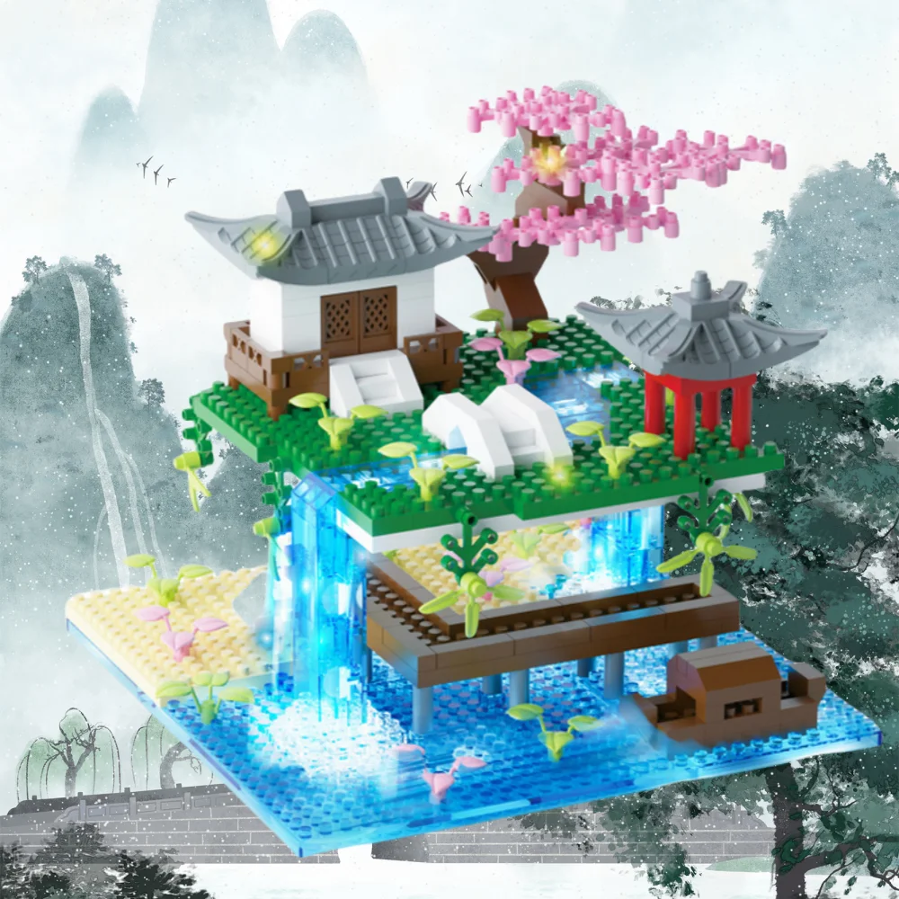 Красочные персидские пионы в форме озера конструкторные блоки идеальный