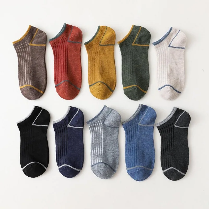 5 Pairs Men Cotton Short Socks Breathable Casual Comfortable Preppy Style Men Socks Invisible Outdoor Travel Sport Ankle Socks