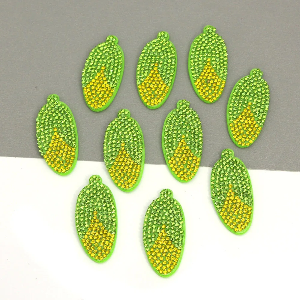 10 штук нашивок с кукурузой для одежды 21*41 мм, украшенных стразами на одежде/платье/футболке, аксессуар для шитья для изготовления заколки для волос.