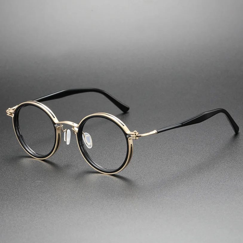 

Round Frame Eyeglasses Pure Titanium Acetate Women Vintage Optical Eyewear Replaceable Lens Prescription Glasses Men Spectacle