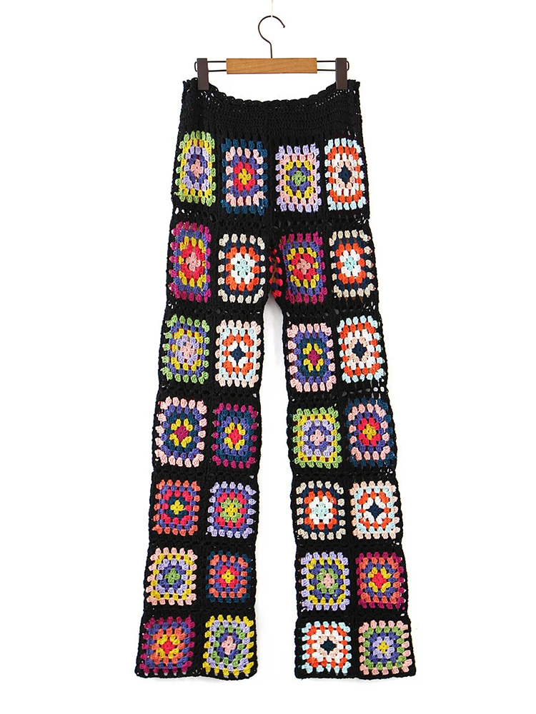 Fitshinling Bohemian Vintage Pants Handmade Crochet Patchwork Pantalones Holiday Sexy Fashion Korean Beach Trousers 2022 New