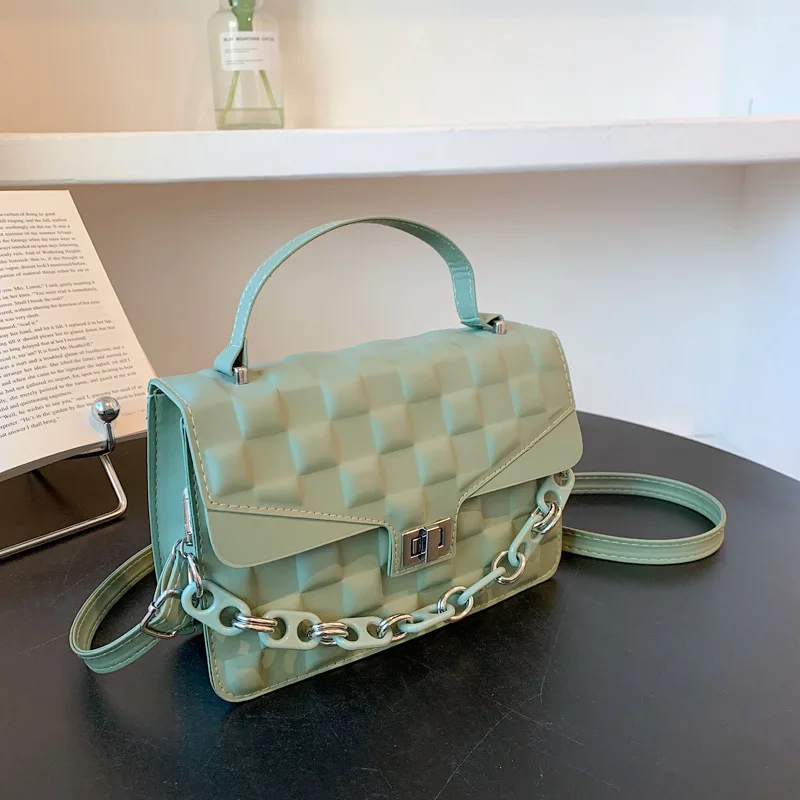 

Simple Korean Lingge handbag chain small square bag 2022 new fashion bag women's bag net red Single Shoulder Messenger Bag