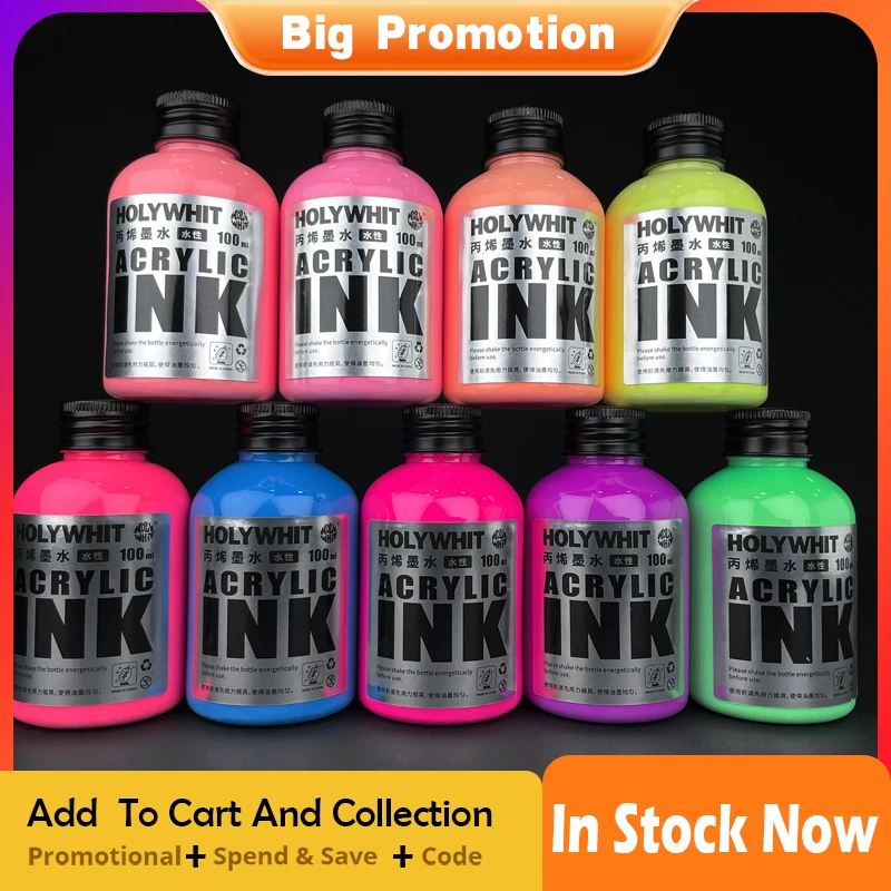 

100 мл Акриловые чернила/Водная ручка фломастер акриловая ручка маркер заправка жидкая ручка для рисования флуоресцентная краска 56 цветов