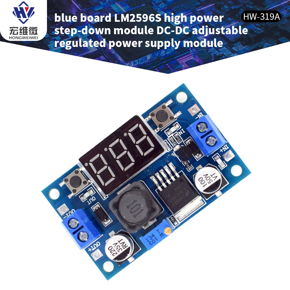 

LM2596S Buck-boost Power Supply Module Digital Display DC-DC Adjustable Regulated Power Supply Module with LED Voltmeter LM2596