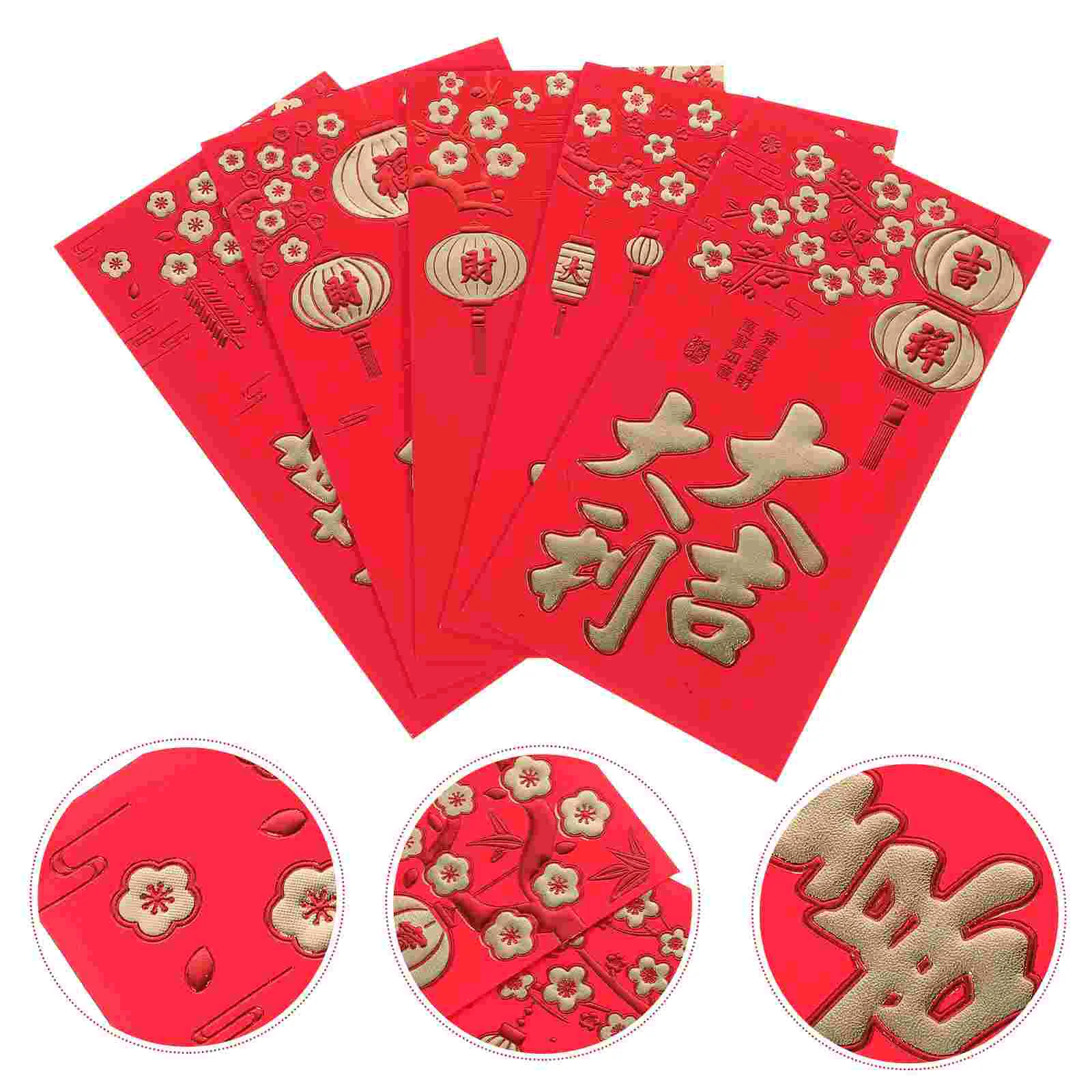 

30 шт., красные кошельки, длинные конверты, новогодние сумочки для денег Hong Bao, карманные Конверты в китайском стиле, 2024
