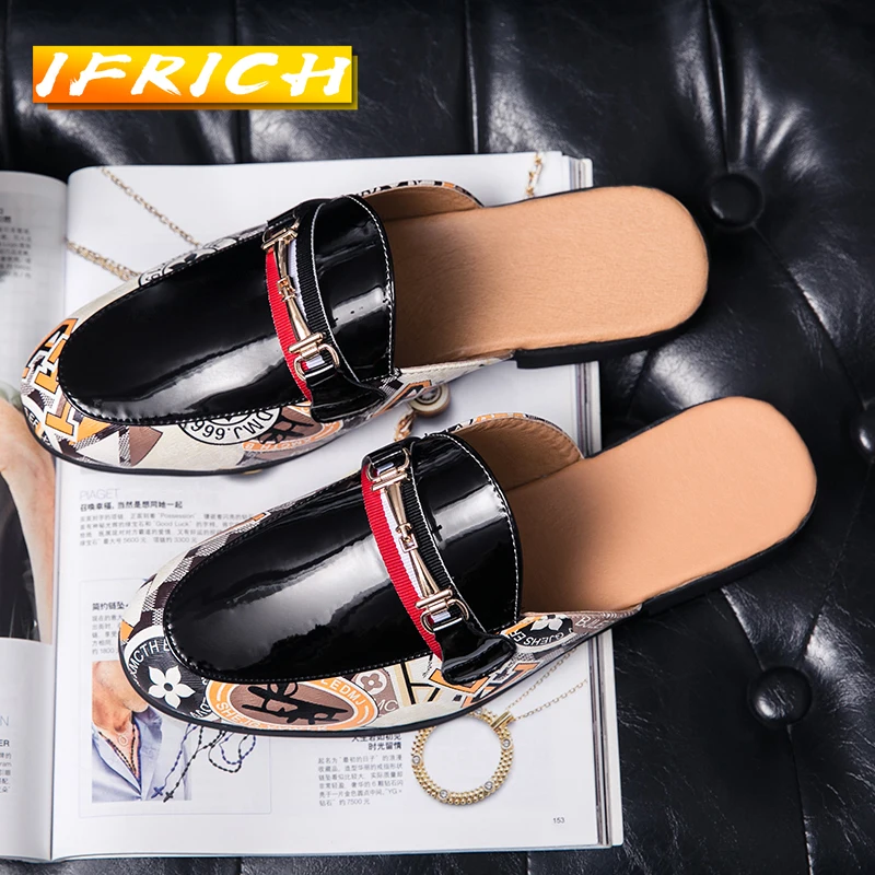 

Summer Youth Fashion Men Shoes Comfortable Man Half slippers Popular Flats Shoes Mens Designer Half Drag Walking Shoes Men