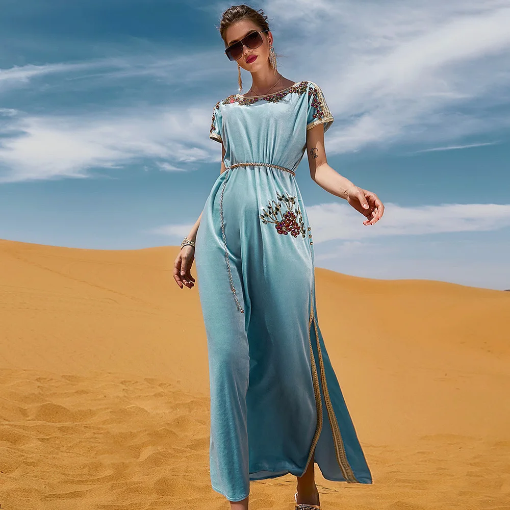 Женское бархатное платье с бриллиантами, выполненное вручную, Дубай, Ближний Восток