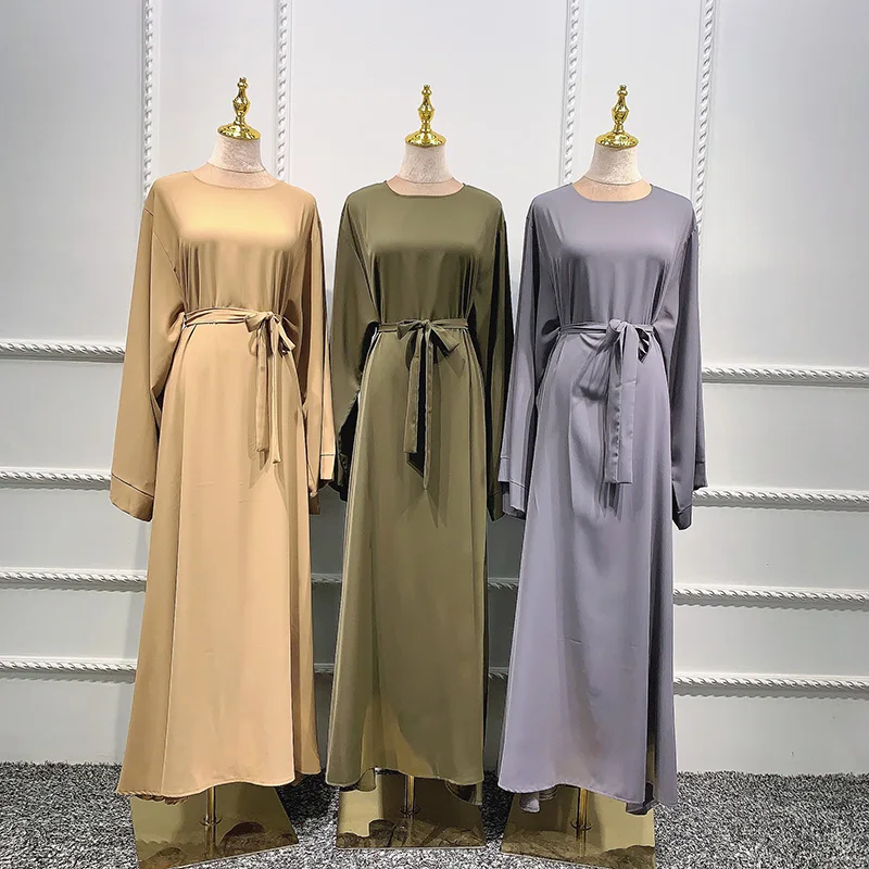 Modest Abaya High Quality Nida Maxi Dress Dubai Fashion Muslim Islamic Clothing Solid Color Long Sleeve Women Robe Dropshipping
