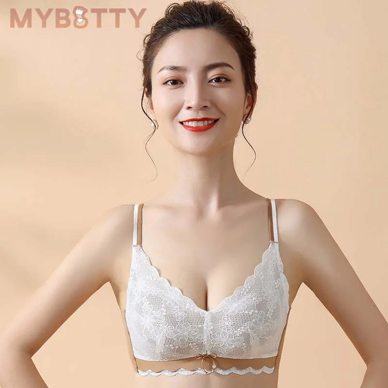 

MYBOTTY Новые Сексуальные женские синие хаки кружевные бюстгальтеры с вкладышами и бантиками женские бюстгальтеры пуш-ап с перекрестной спинк...