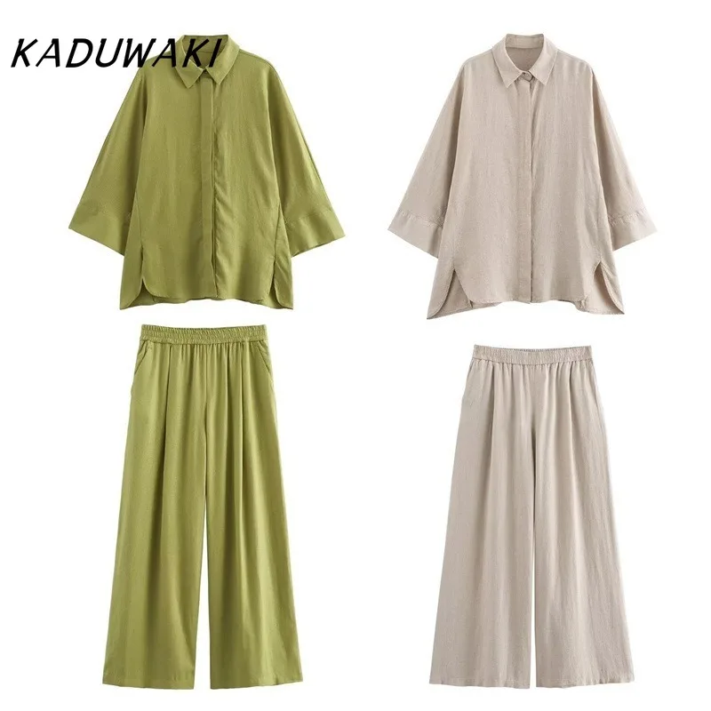 KADUWAK Шикарный однотонный топ в стиле ретро с лацканами и пышными рукавами