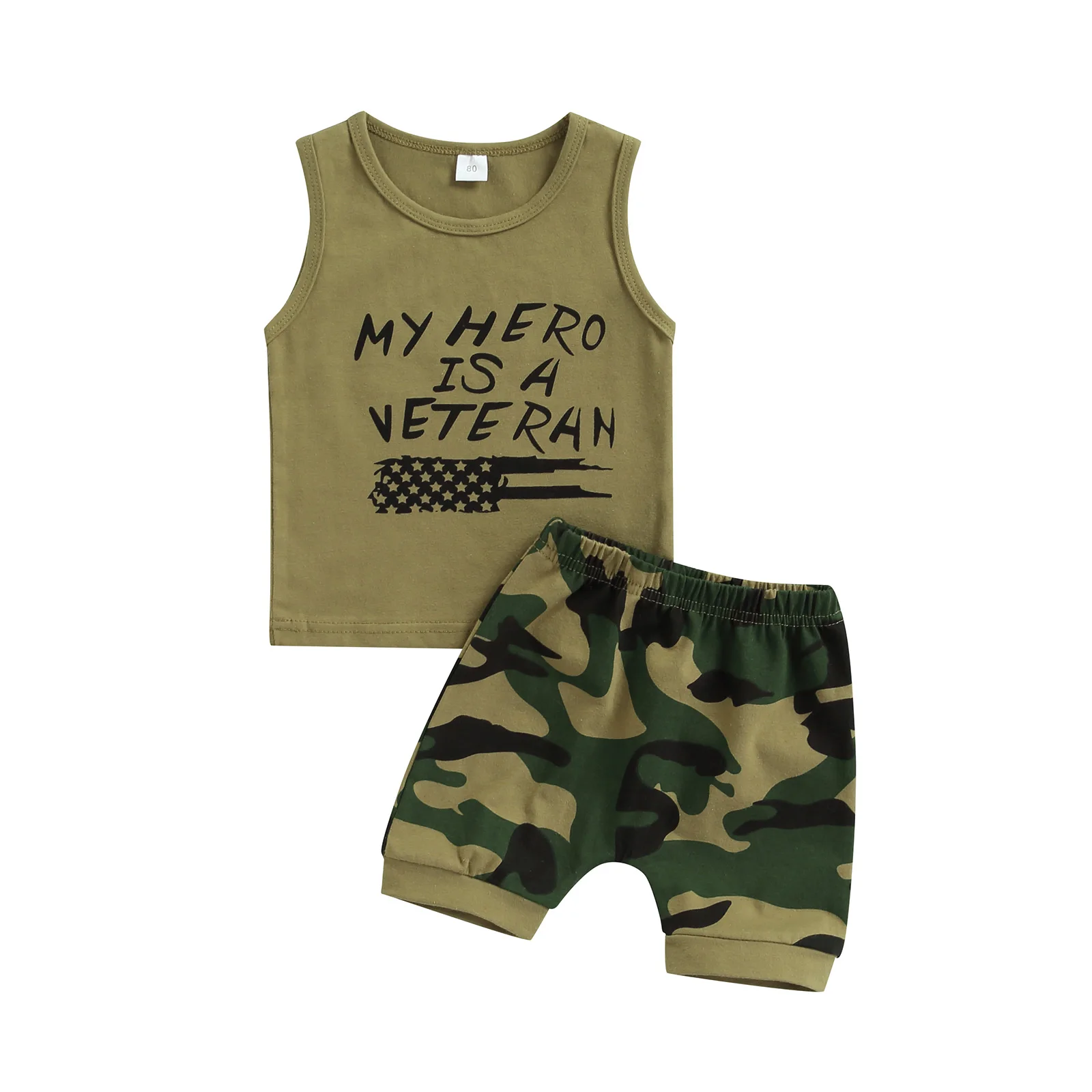 

Cool Summer Kids Toddler Baby Boys Clothing Letter Print Round Neck Sleeveless Vest Camouflage High Waist Shorts Casual Set