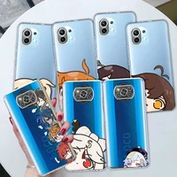 clear case for xiaomi mi poco x3 nfc 11 lite 12 pro m3 11t smartphone cases 12x 11x f3 9t f1 soft cover cute genshin impact