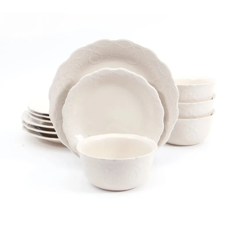 

The Pioneer Woman Cowgirl Lace 12-Piece Dinnerware Set, Linen