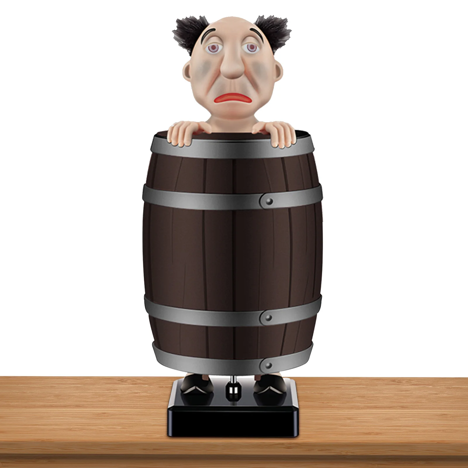 

Funny Wooden Barrel Cigarette Dispenser Pop Up Cigarette Case Figurines Statue for Christmas Party Decor Cigarette Box Holder