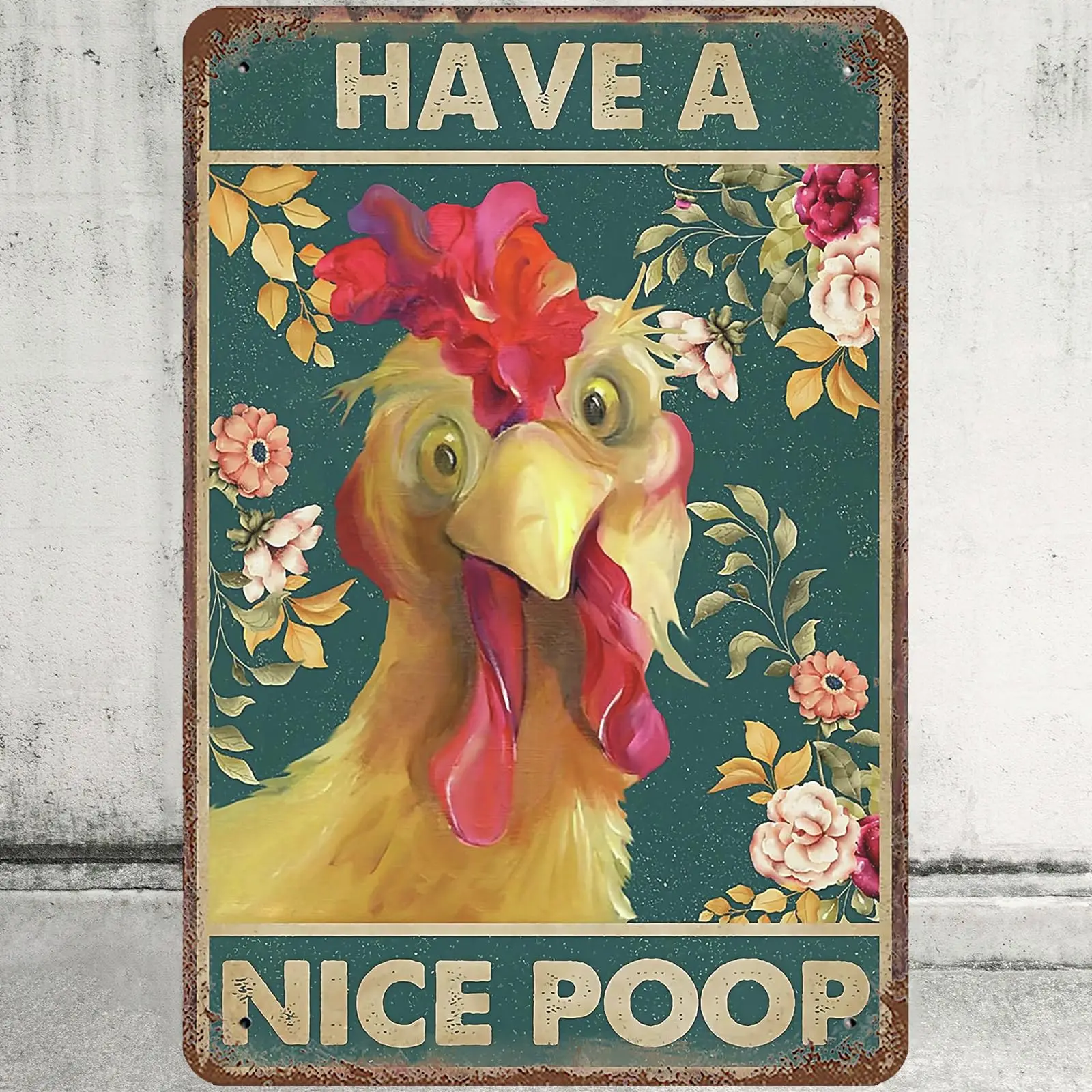 Металлический жестяной знак 6x8 дюймов Забавный декор для стен в виде курицы