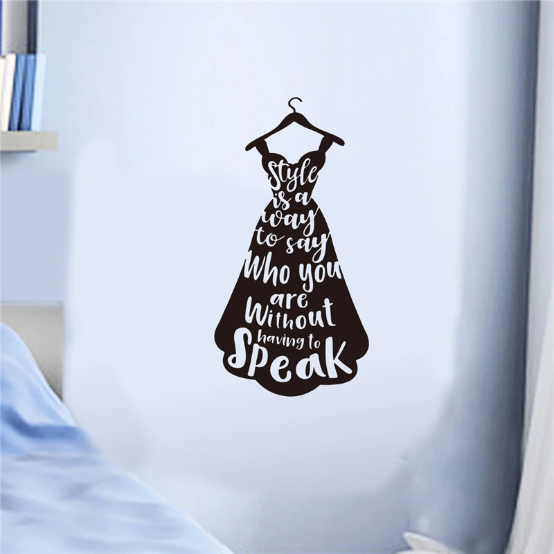 

DIY Wall Decal Girls Fashion Clothing Boutique Window Shop Livingroom Vinyl Sticker Fashion Lady With Black Dress Wall Murals