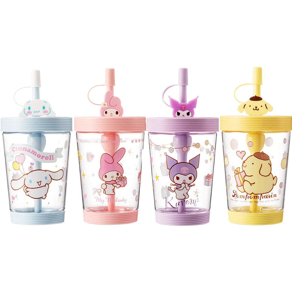 

Sanrioed Kawaii Cinnamoroll Kuromi 535Ml Large Capacity 20Cm Cute Anime Straw Water Cup Girls Water Cup Gifts for Children