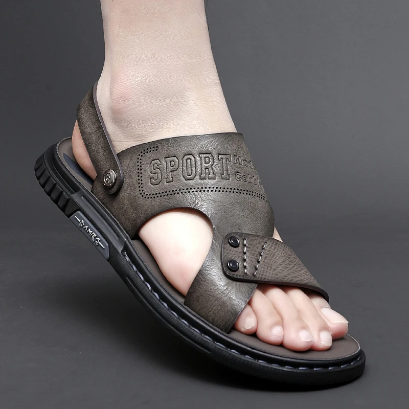 

Fletiter Mens Sandals Comfort Genuine Leather Shoes Summer High Quality Beach Slippers Casual Footwear Outdoor Beach Shoes 2022