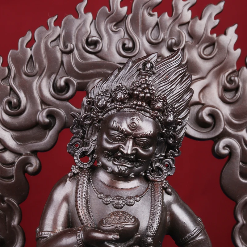 

Black God of Wealth Buddha Statue Ornaments Pure Copper Mini with Tibetan Tantric Bronze